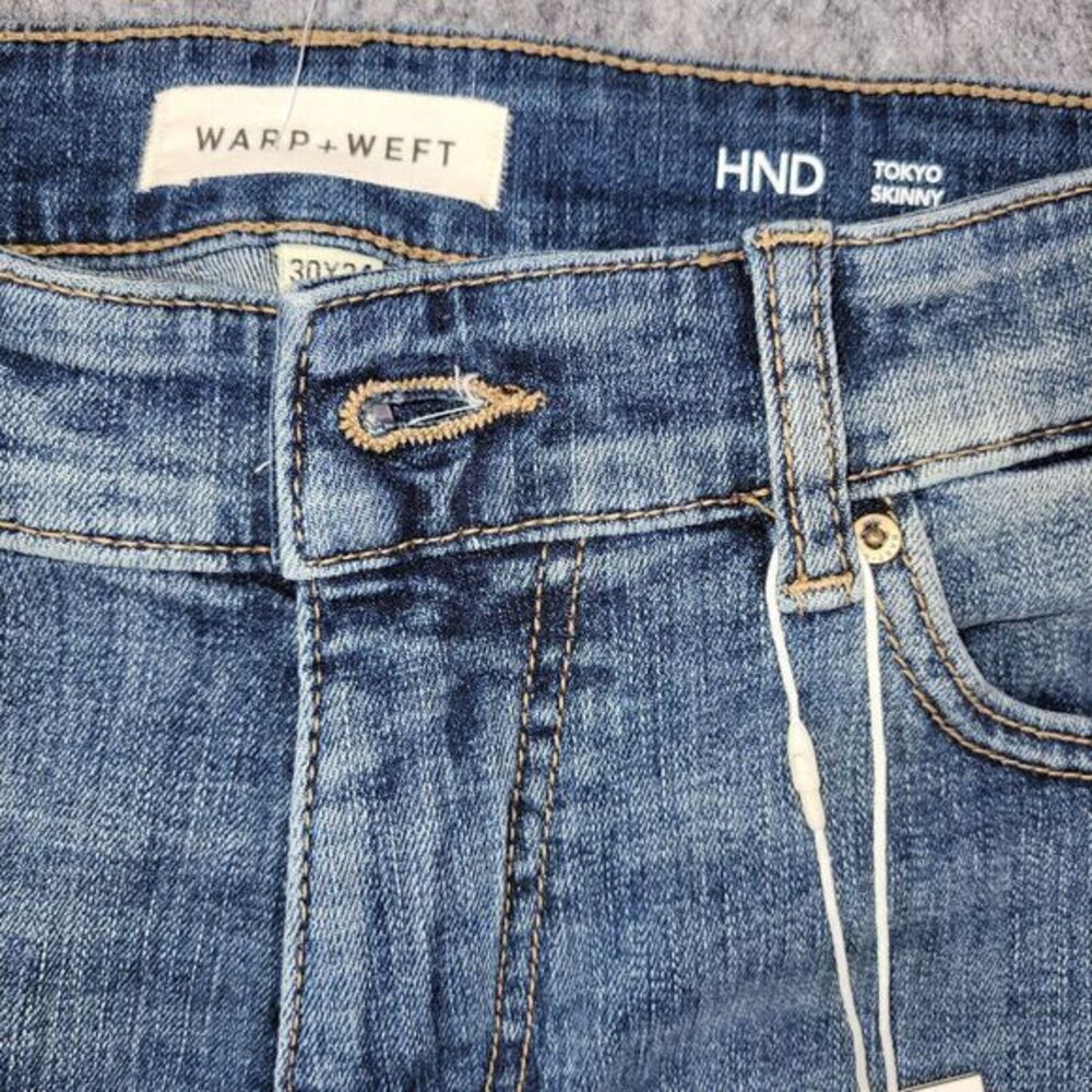 Warp +‎ Weft HND Tokyo Skinny Men Jeans 30x34 Tortoise Blue Stretch